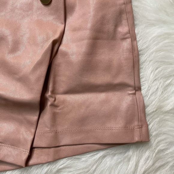 NEW TRENDY DUSTY BLUSH BUTTON FRONT FAUX LEATHER SKORT - Picture 6 of 17